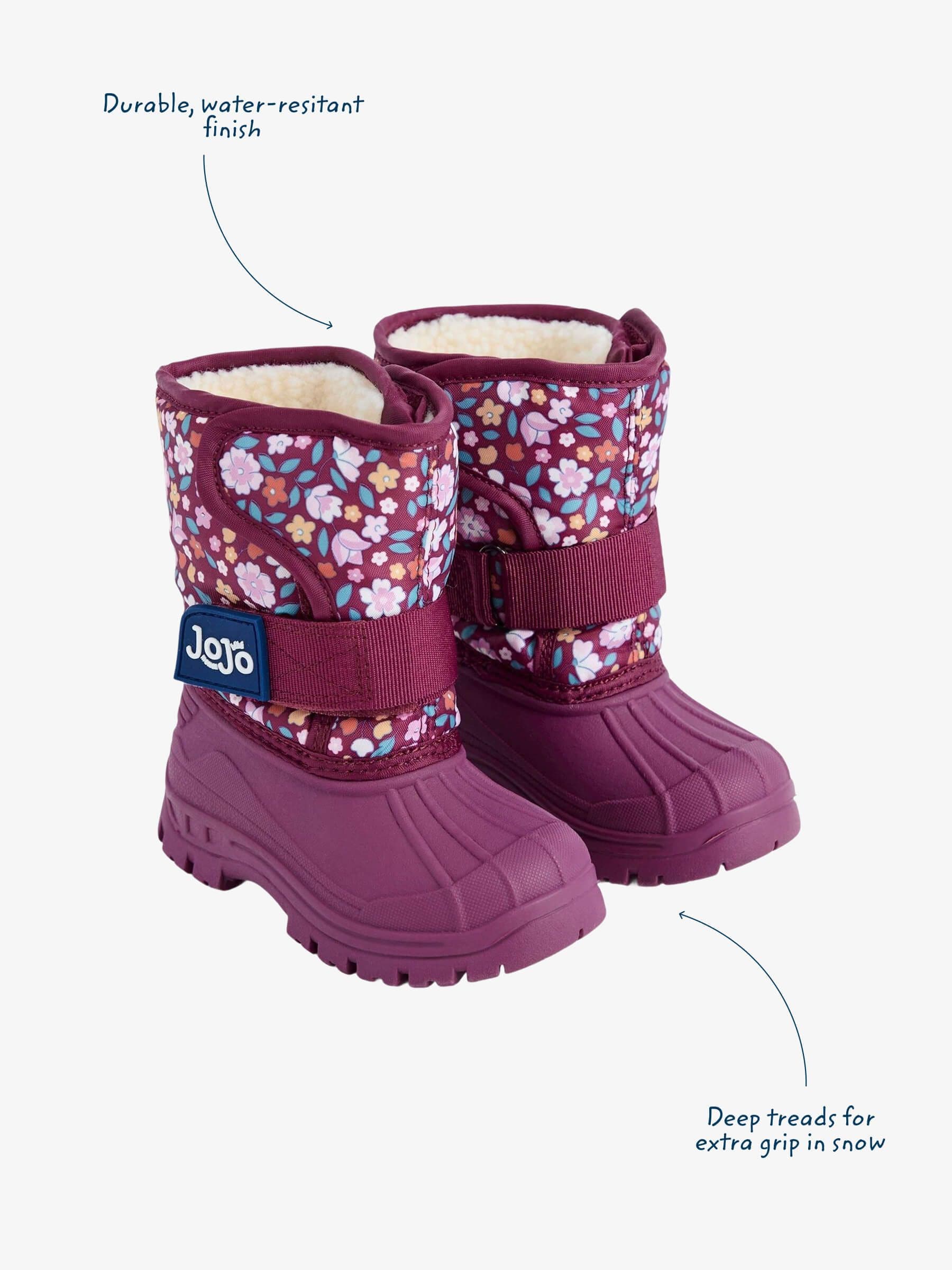 Bessenkleurig gebloemd - JoJo Maman Bébé - Behaaglijke sneeuwlaarzen