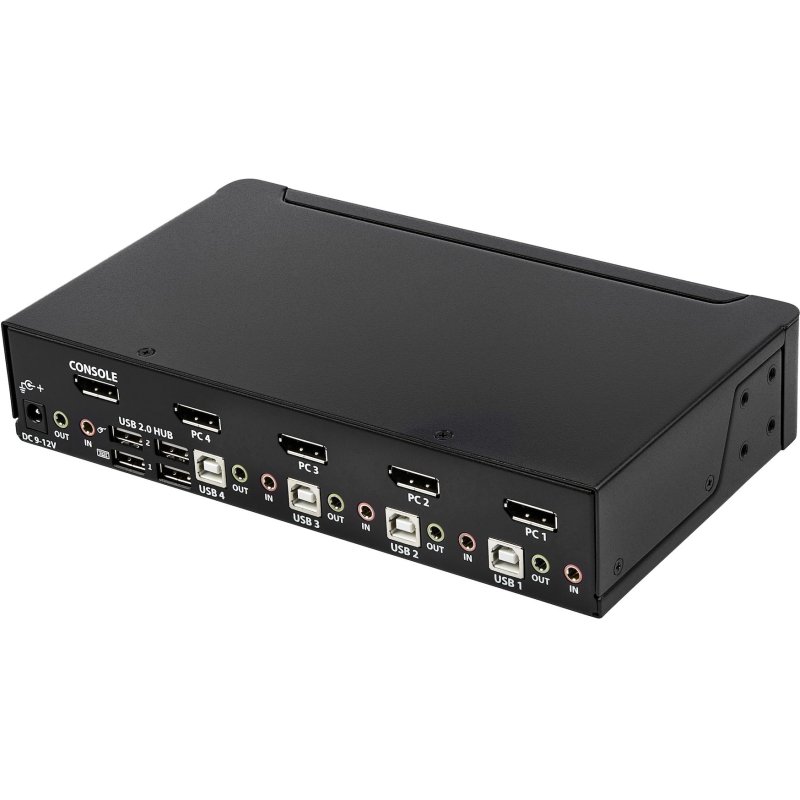 StarTech.com Switch KVM DisplayPort à 4 Ports - 4K60Hz - Écran Unique - Switch KVM USB UHD DP 1.2 à 2 Ports avec Hub USB 3.0 Intégré et Audio - Dell HP Apple Lenovo - Conforme TAA