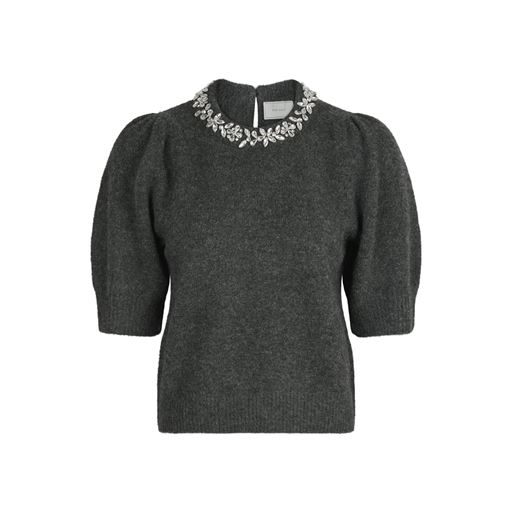 Neo Noir Maia Stone Knit Bluse, Antracit Melange, 40