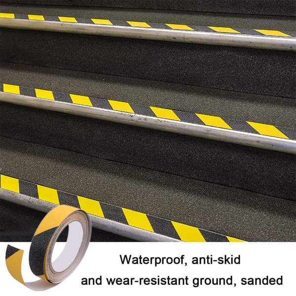 INF Anti-skli tape for trapper og gulv - 2,5cm x 5m - Svart og gul