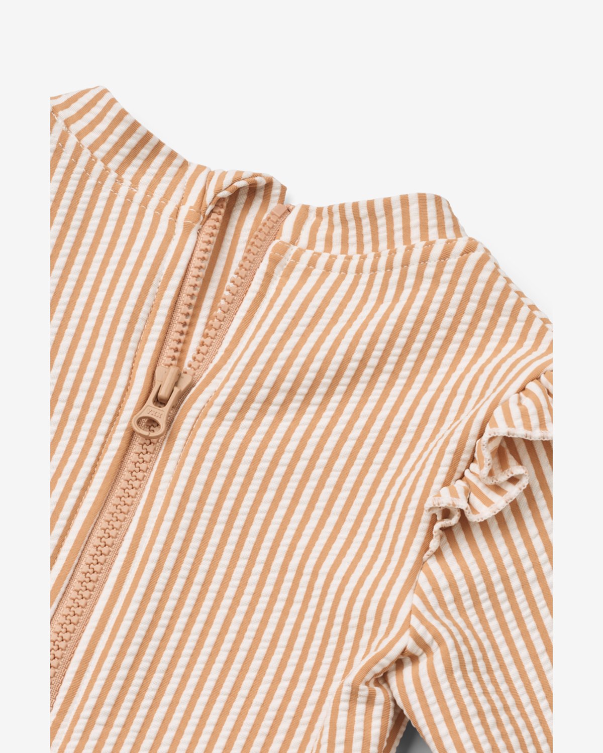 Badedrakt med Armer og Volanger – UV drakt UPF 40+ | Sille Baby Seersucker Swimsuit