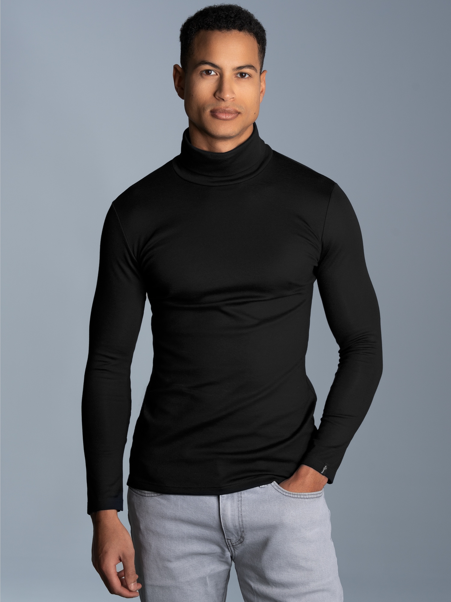 Rollkragenshirt Schwarz