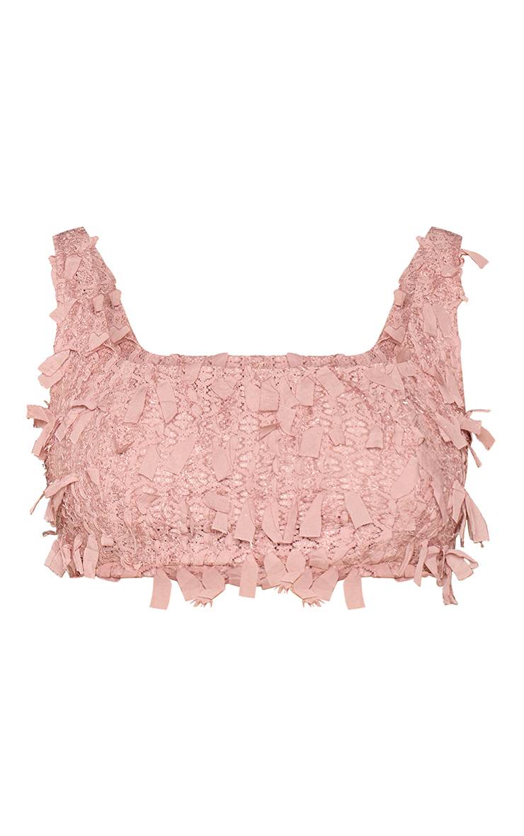 Rose Ensemble Crop Top À Encolure Ronde Avec Sequins Texturés Shape