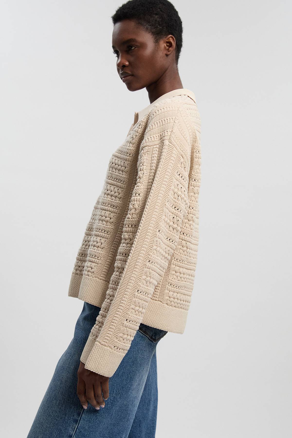KarenMillen Synthétiquell Tricoté en Coton à Col V et Col Chemise