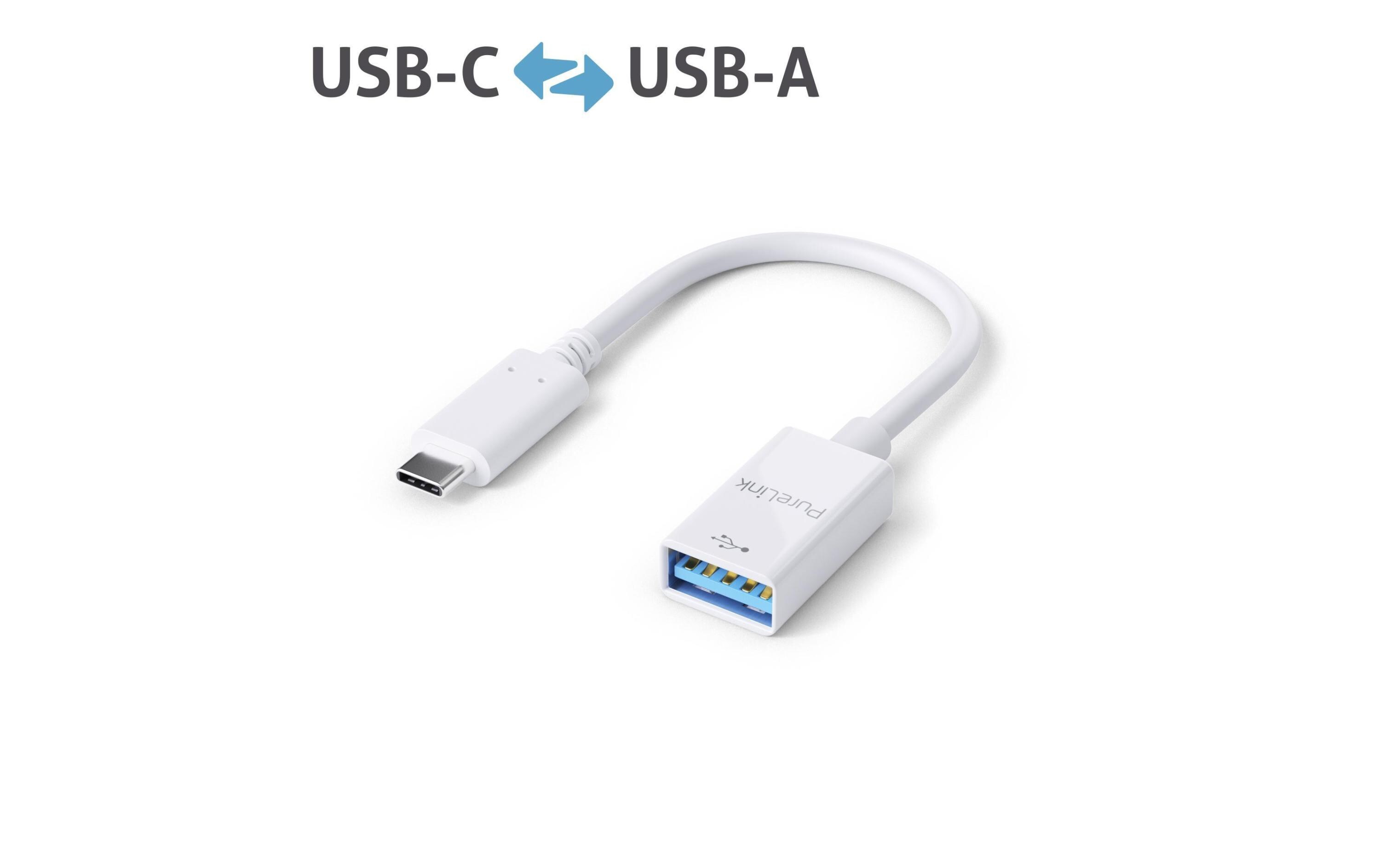 USB 3.1 Adapter IS230 USB-C Stecker - USB-A Buchse, weissPureLink Premium USB-C auf USB-A OTG Adapter (USB 3.1 Gen1), Portsaver 0,10m, schwarz