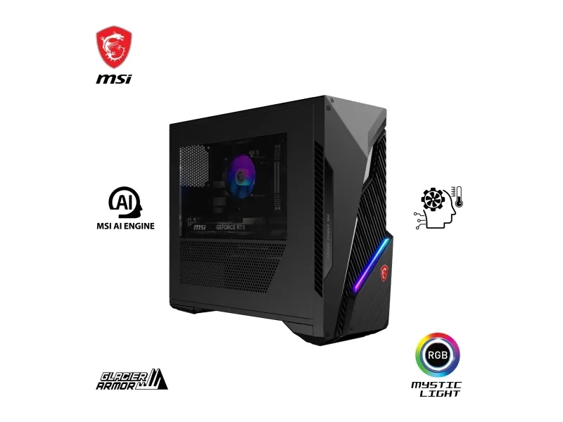 MSI - Tower gaming - i5-14400F / op til 4.7 GHz - Windows 11 Home - RAM 16 GB - SSD 1 TB - NVMe - Gigabit Ethernet - skærm: ingen - sort