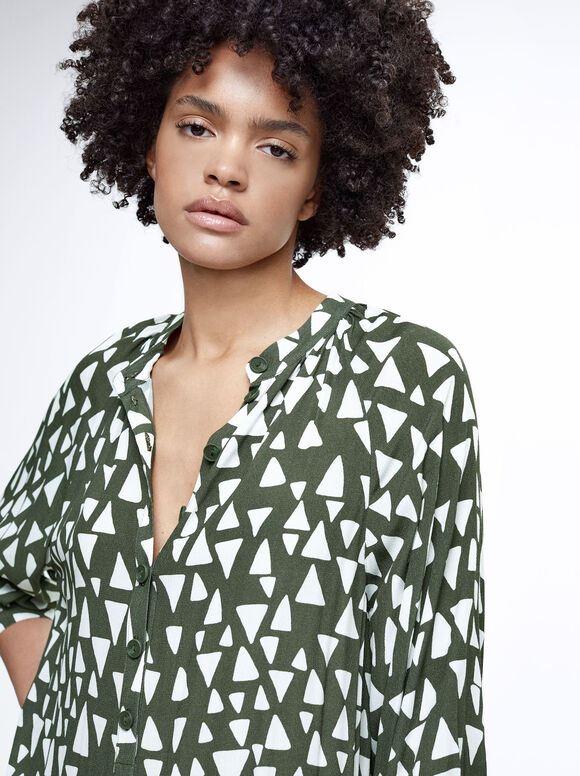 Vestido midi estampado - Multicolorido