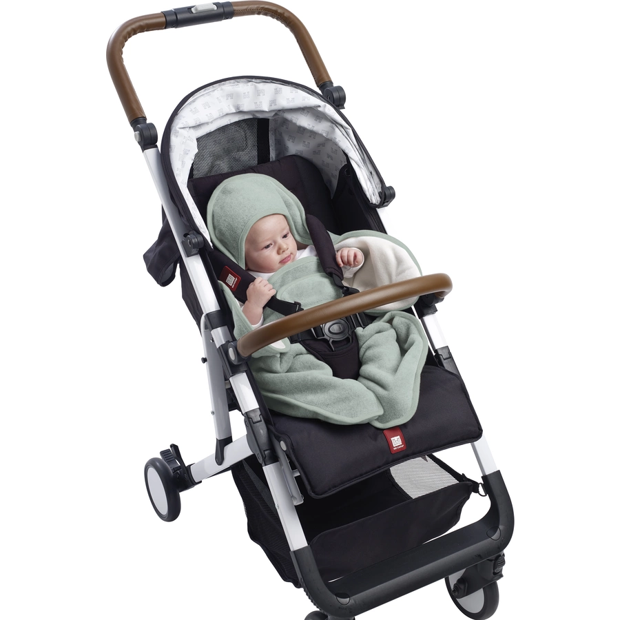 BEABA Babydecke Babynomade Doppelfleece salbeigrün weiß 0-6 Monaten