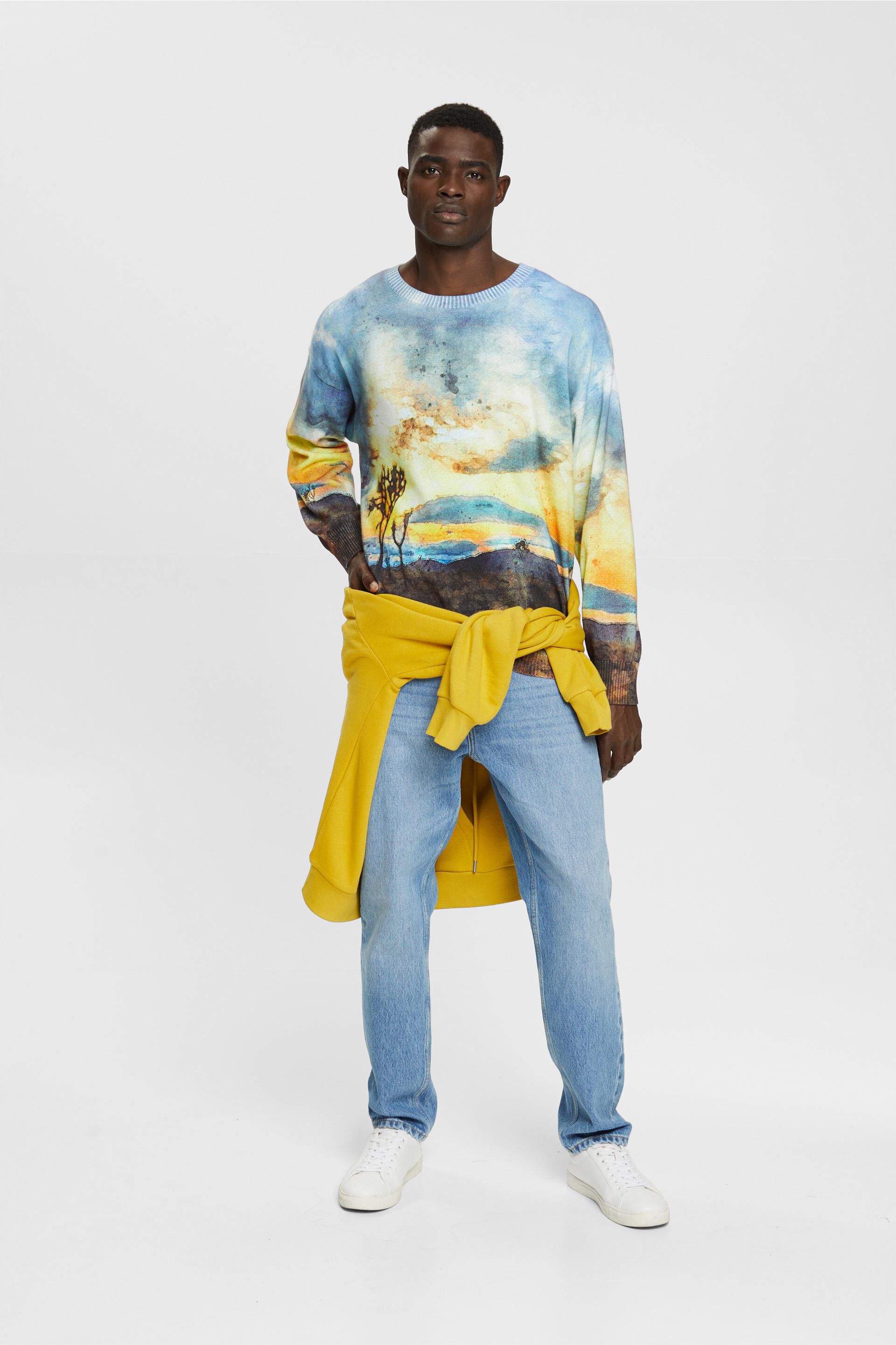 Pull-over à décor imprimé pixélisé all-over