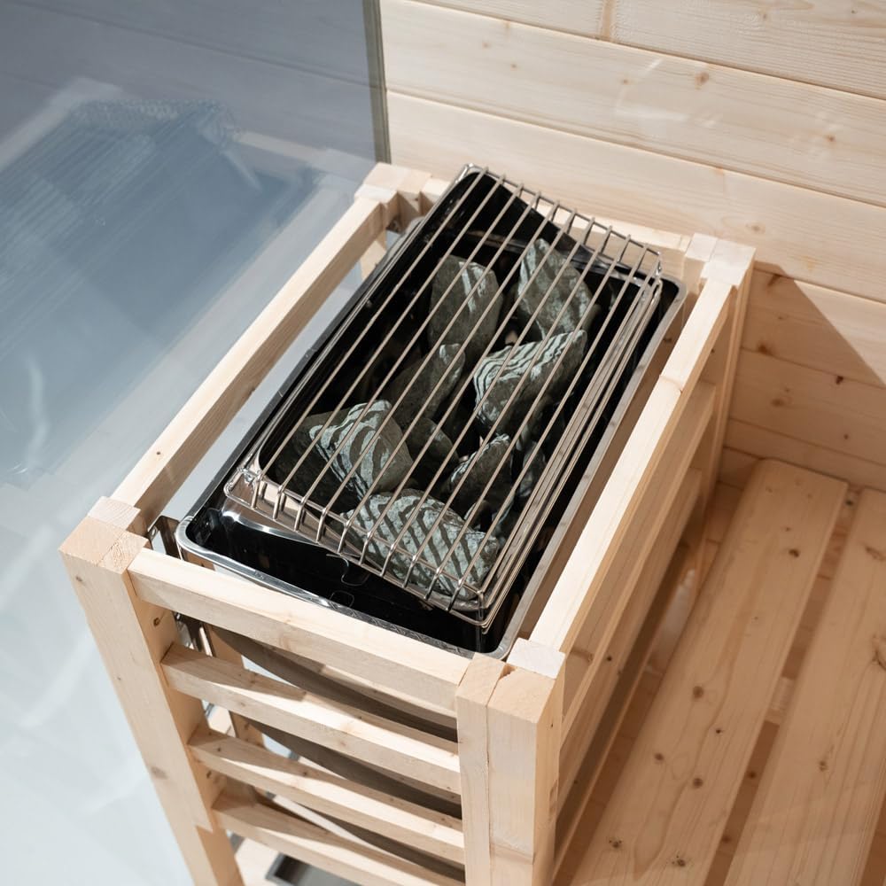Home Deluxe - Traditionelle Sauna - Shadow M - 120 x 120 x 190 cm - für 2 Personen - hochwertiges Fichtenholz, inkl. Saunaofen, Saunazubehör I Dampfsauna Aufgusssauna Finnische Sauna Bio Sauna