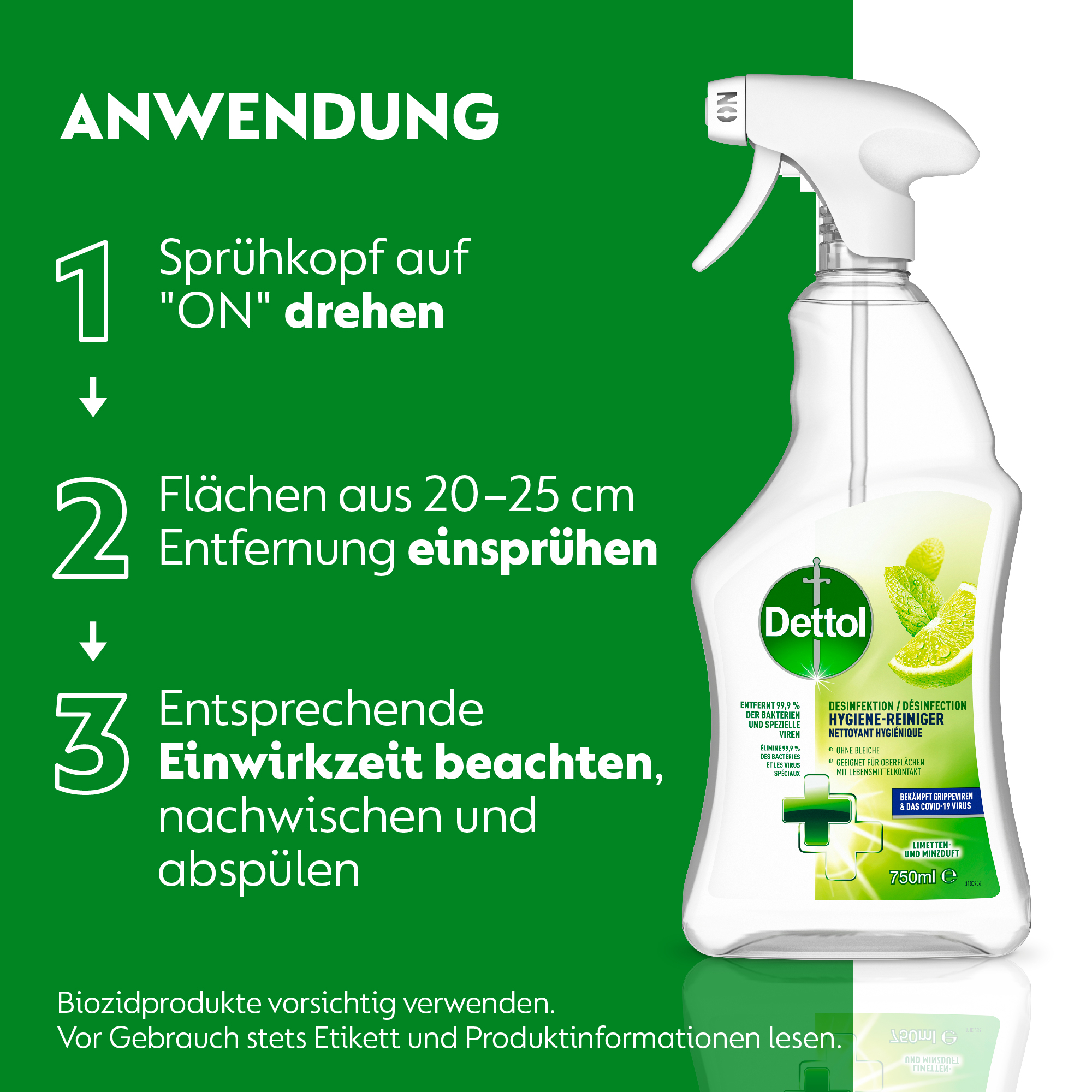 (2er Set) 750ml Hygiene Reiniger Spray Haushalts Desinfektions Putzmittel (3073989) - Limette & Minze