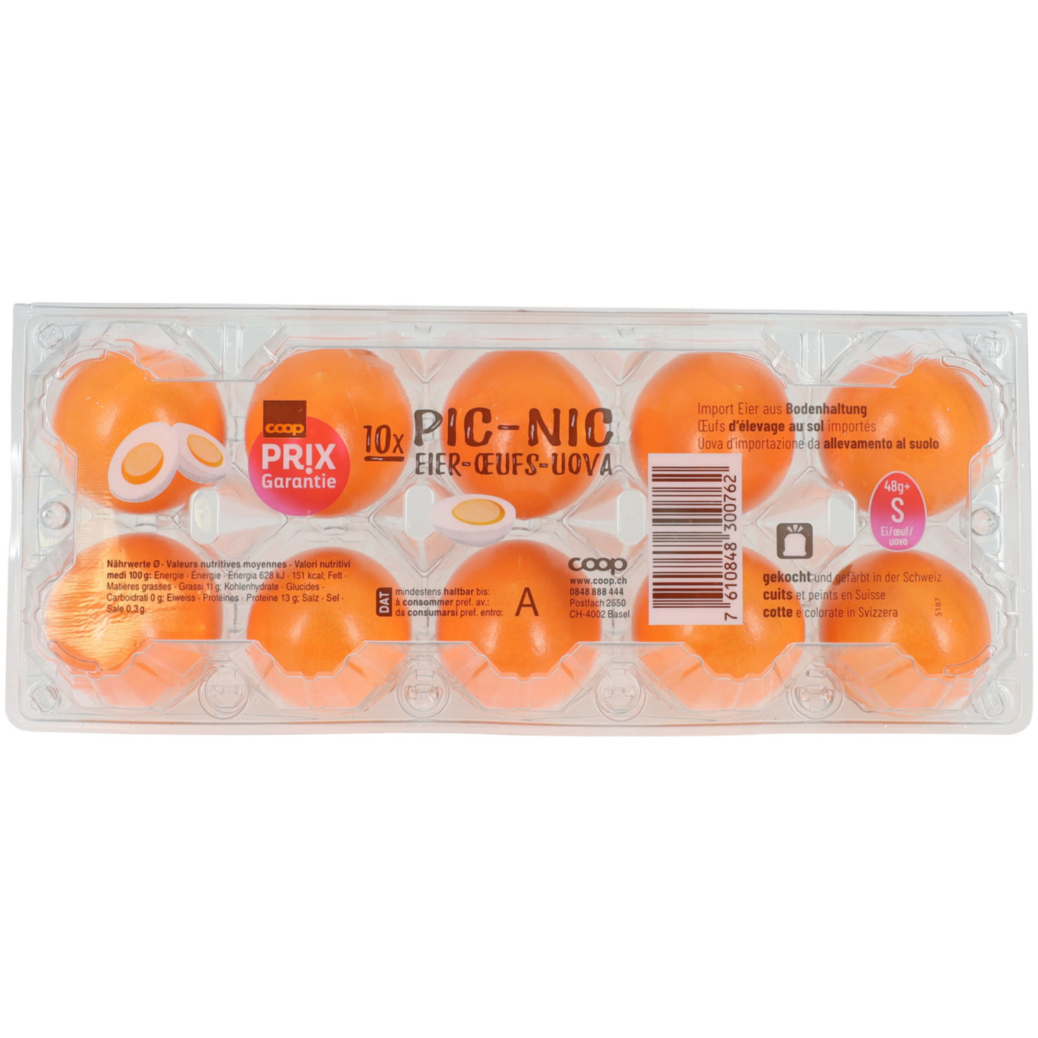 Prix Garantie Pic-Nic Eier aus Bodenhaltung 48g+ 10 Stück