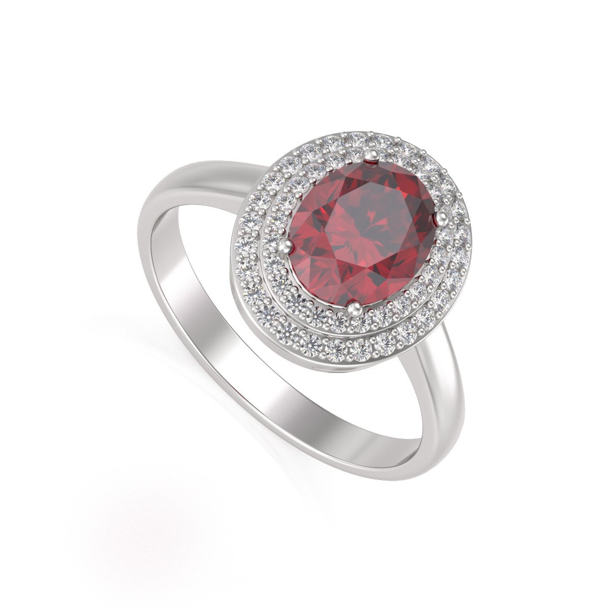 Bague en Or Blanc 585 avec Rubis et Diamants | Éclat et Raffinement