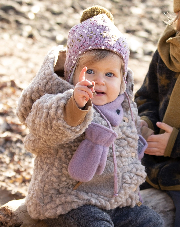 Wollfleece-Fäustlinge BABY in mauve