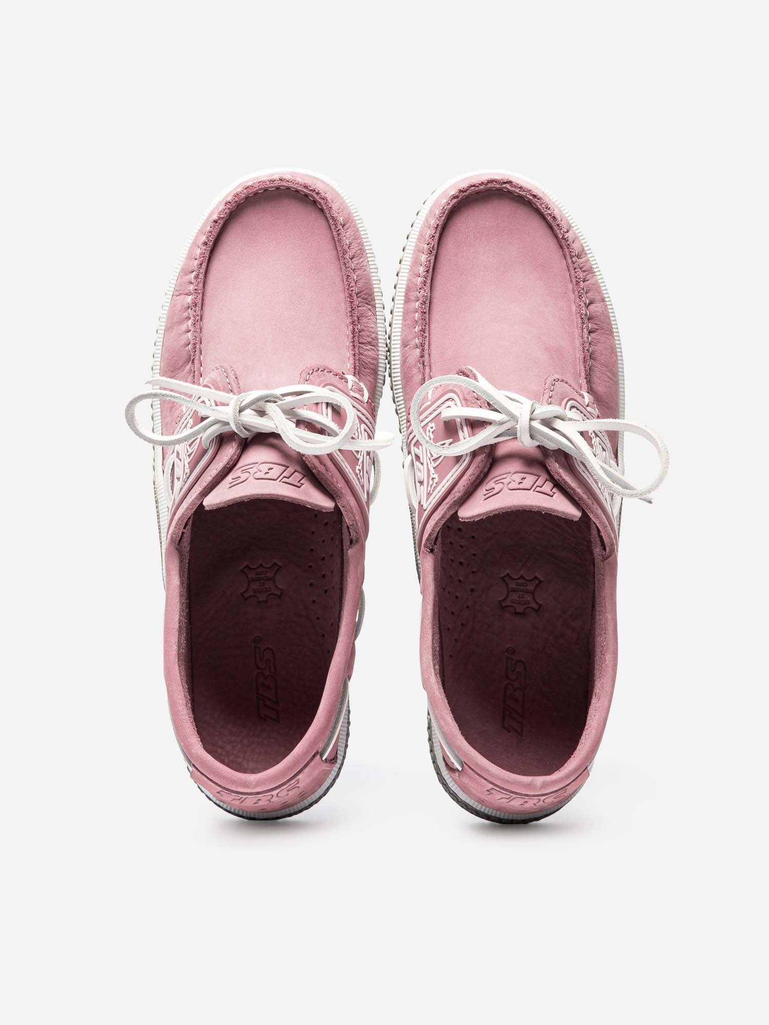 Chaussures Bateau Homme Cuir Nubuck Rose