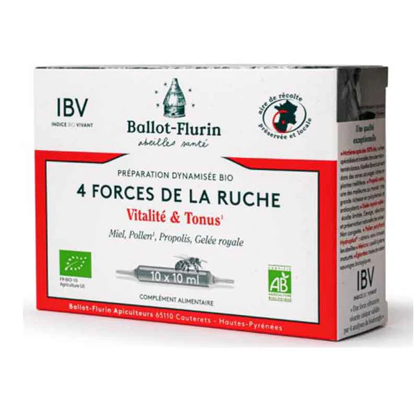 Ballot-flurin Préparation Dynamisée Bio 4 Forces de La Ruche 10 ampoules
