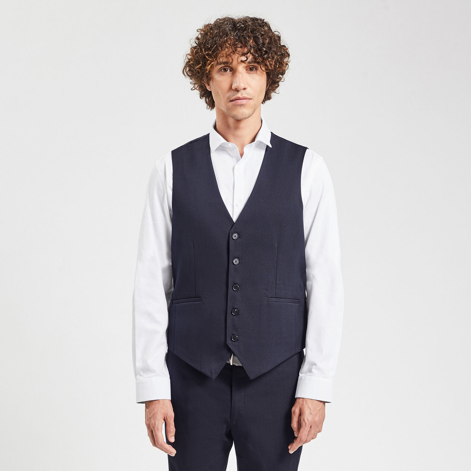 Gilet de costume uni slim Bleu Marine