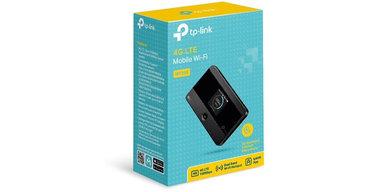 TP-Link4G Mi-Fi Hotspot met display M7350 wlan lte router  (Zwart, SIM | Mifi | met accu)