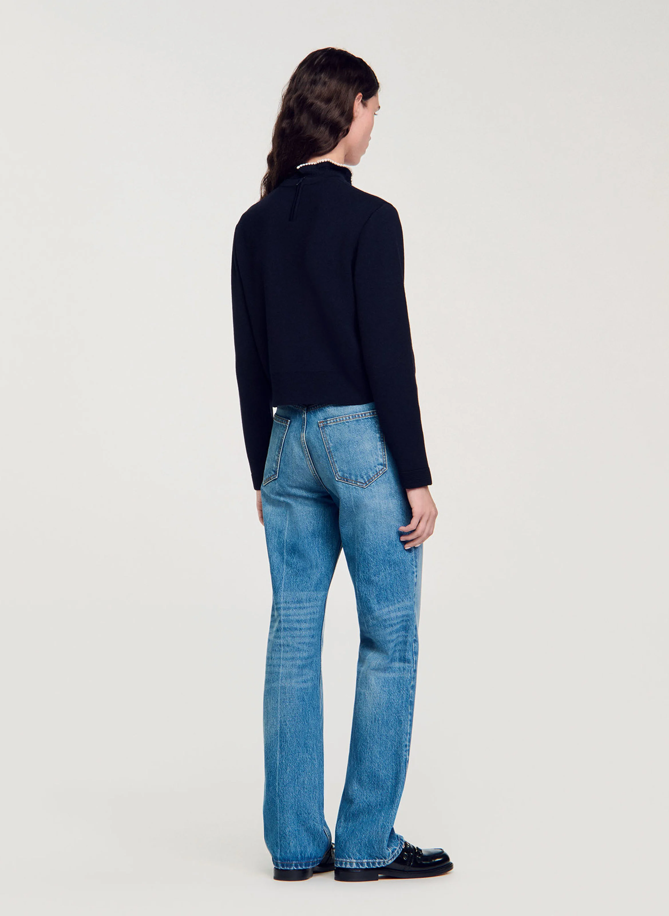 Pull à volants en laine mélangée | Bleu