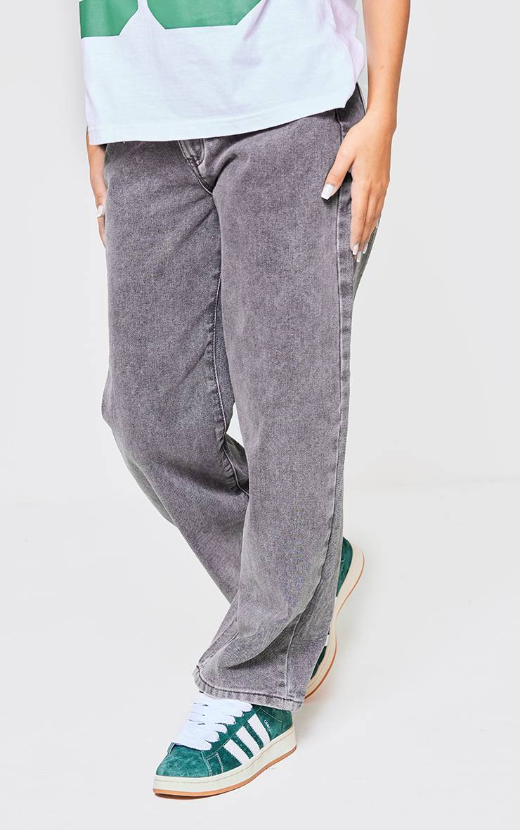 Washed Grey Jean Boyfriend Petite À Ceinture Échancrée Dans Le Dos