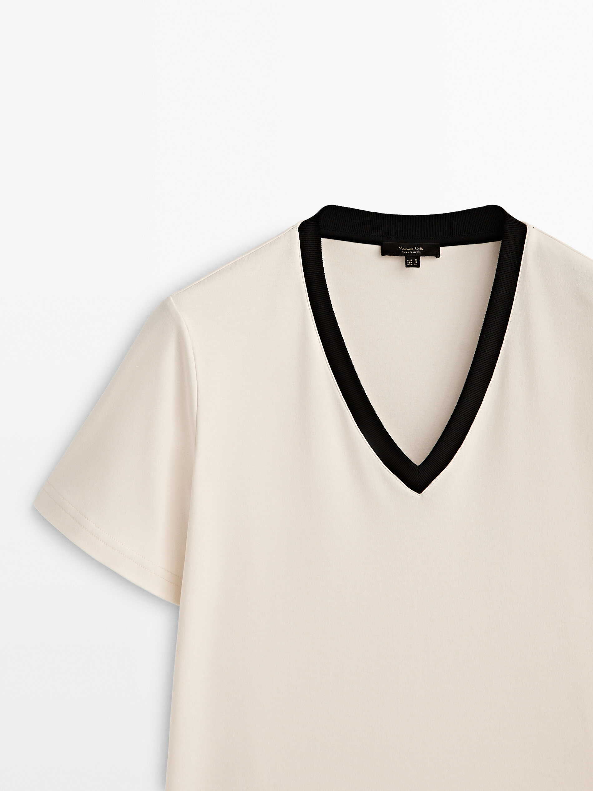 Camiseta com detalhes em algodão pico contrastante - RAW