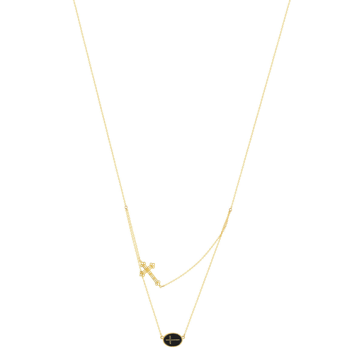 Collier or jaune 375 croix