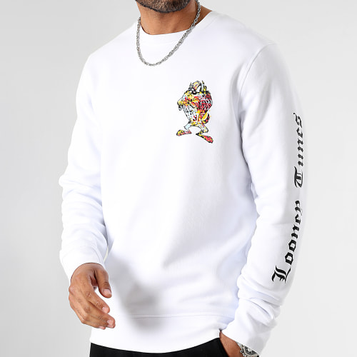 Sweat Crewneck Sleeve Taz Blanc