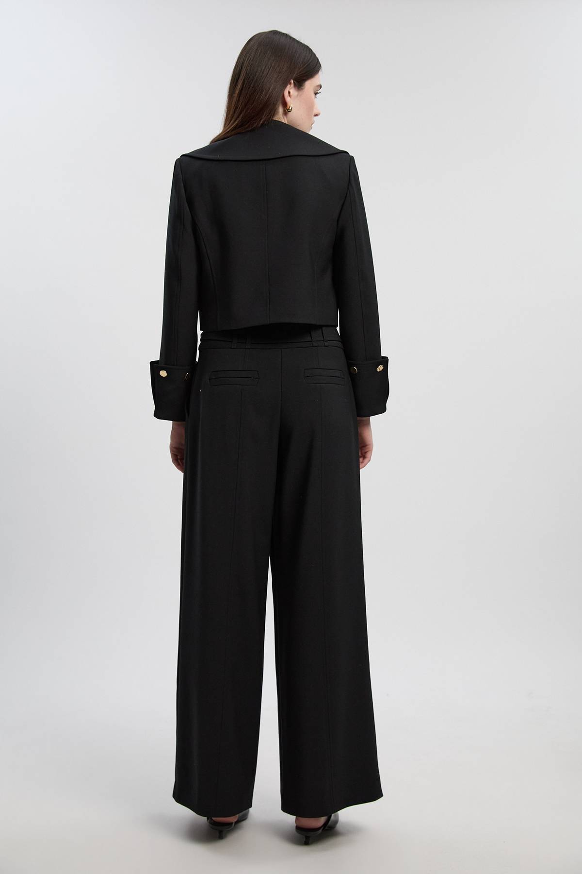 KarenMillen Pantalon Large Plissé Ceinturé Tailleur Raffiné