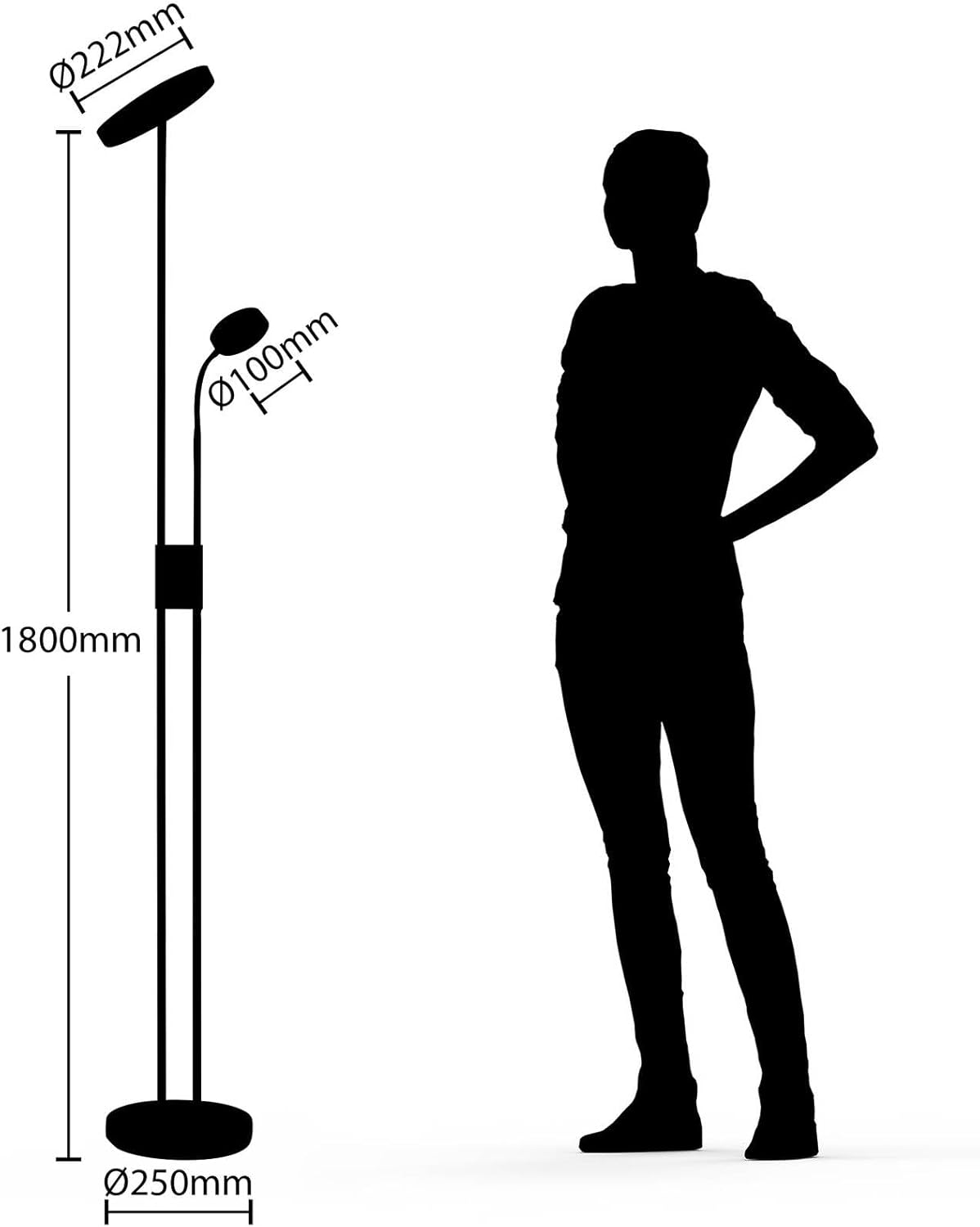 Lindby LED Stehlampe Seppa dimmbar (Modern) in Gold/Messing aus Metall (2 flammig,) - Wohnzimmerlampe Stehleuchte Floor Lamp Deckenfluter Standleuchte Wohnzimmerleuchte