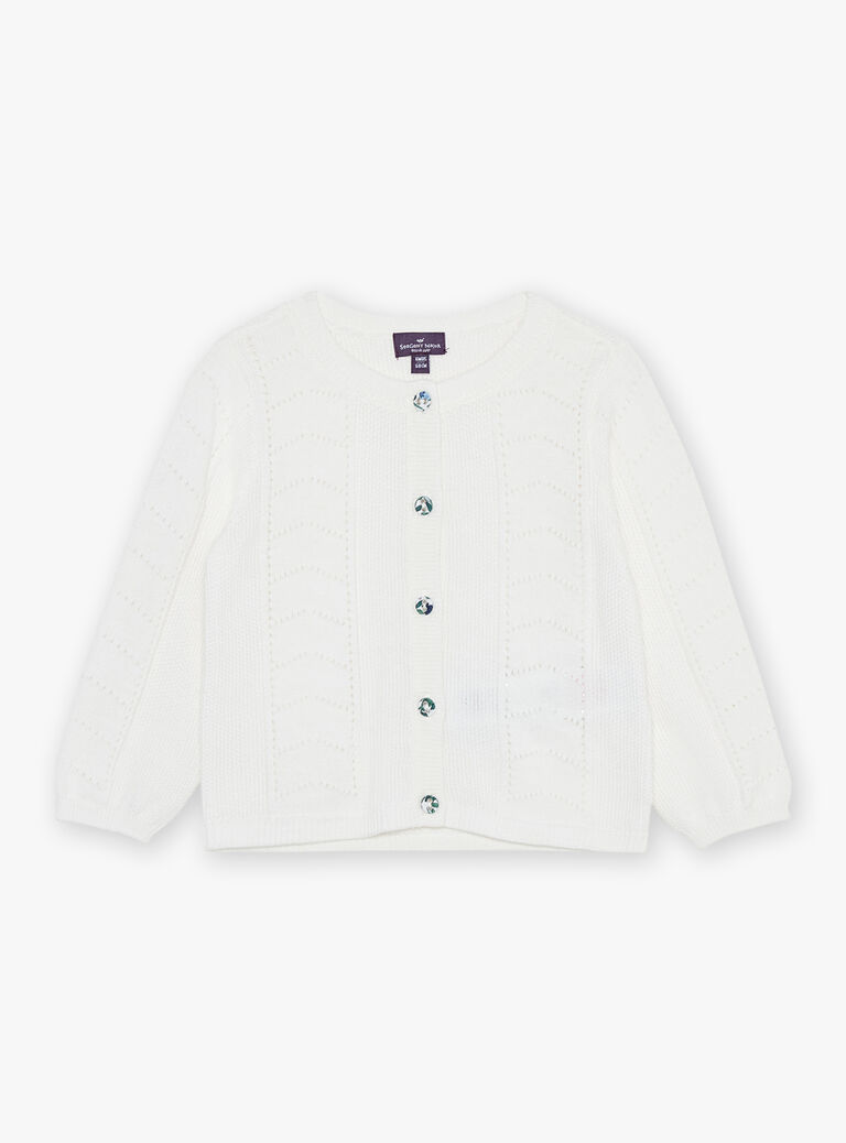 Gilet écru en tricot ajourés