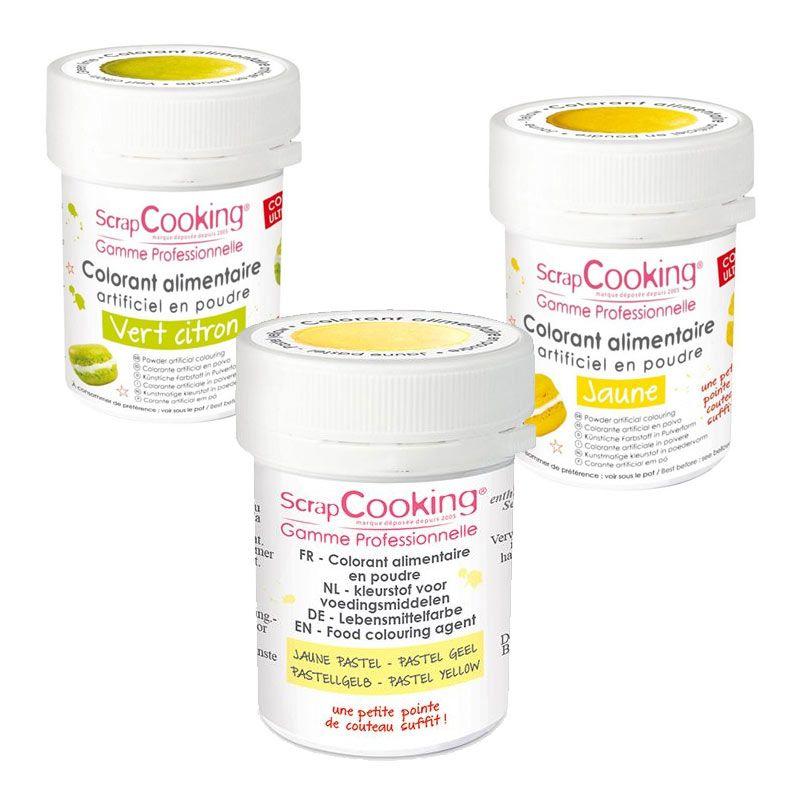 3 colorants alimentaires en poudre - Teintes jaunes Scrapcooking
