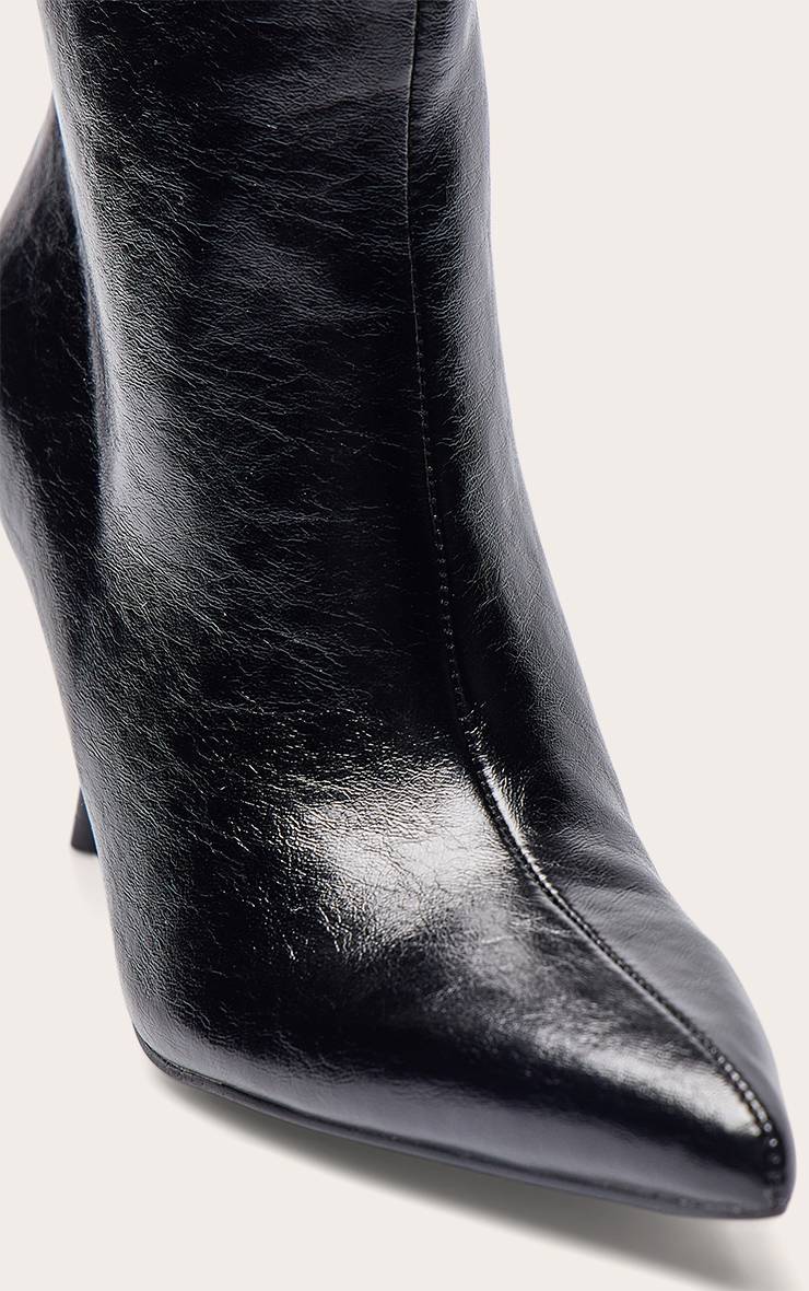 Noir Bottines À Talons Bout Pointu En Synthétique Plissé