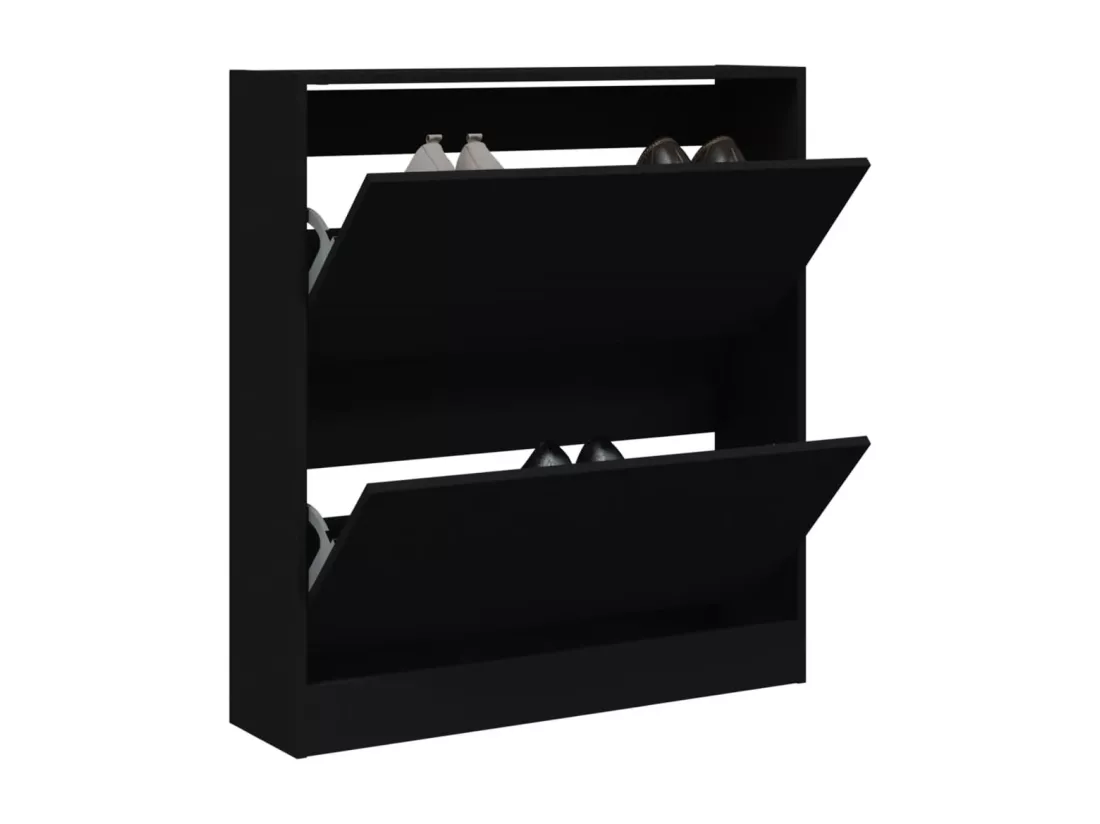 Armoire à chaussures noir 80x21x87,5 cm bois d'ingénierie