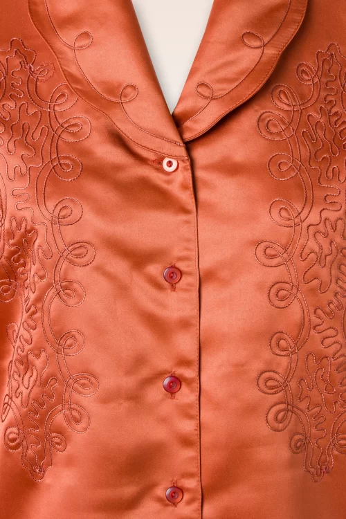Rock N Romance Valerie geborduurde blouse in burnt oranje