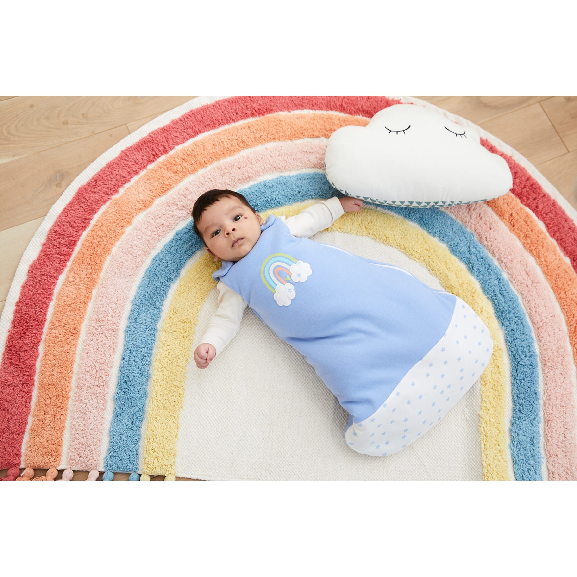 BORNINO HOME Ganzjahresschlafsack Regenbogen 2.5 TOG blau
