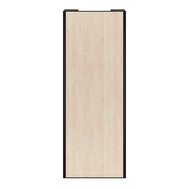 Porte de placard coulissante effet chêne clair profil noir GoodHome Arius H. 248,5 x L. 92.2 cm + amortisseurs