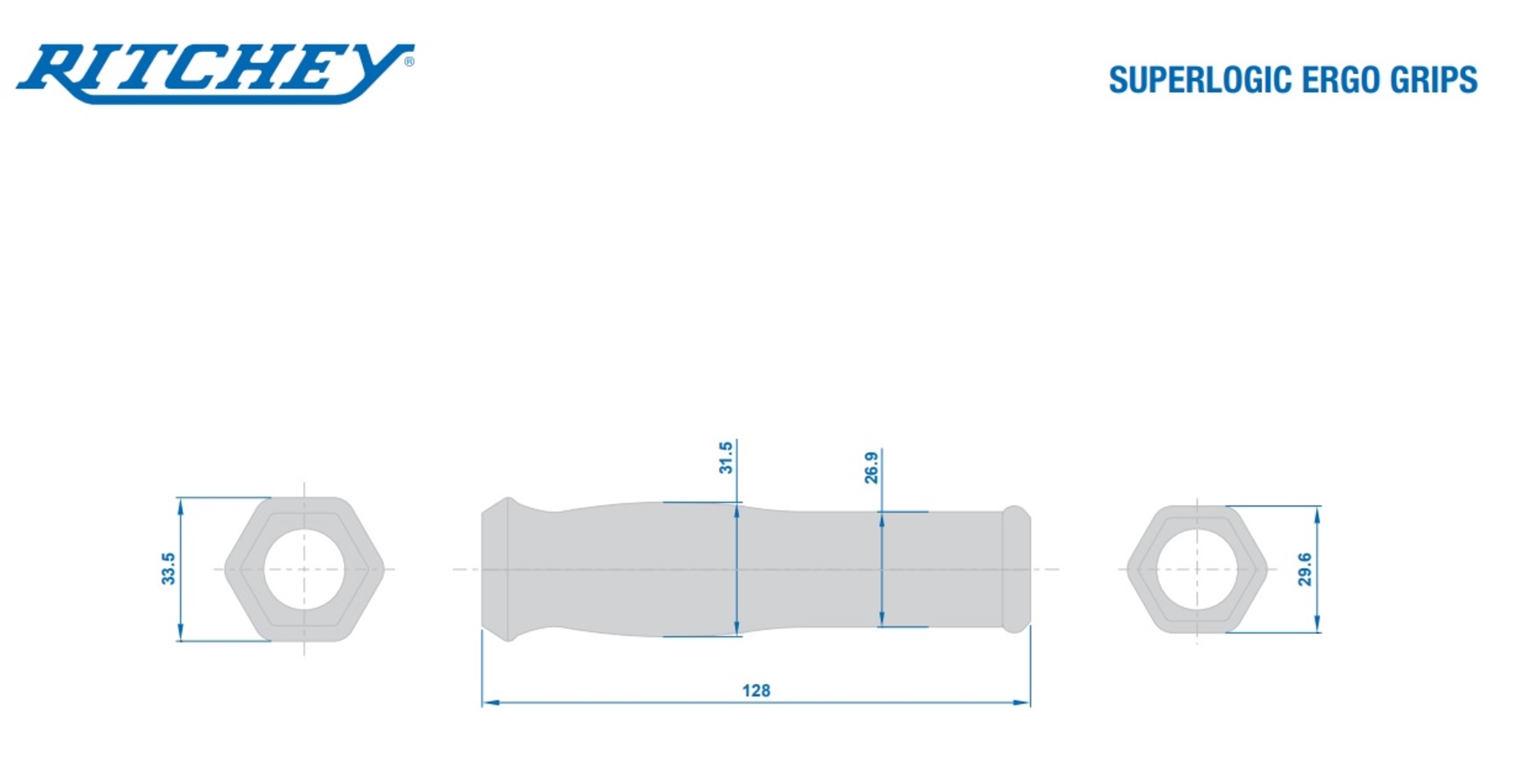 Ritchey Superlogic Ergo Handvatten 128/29.6mm Grijs