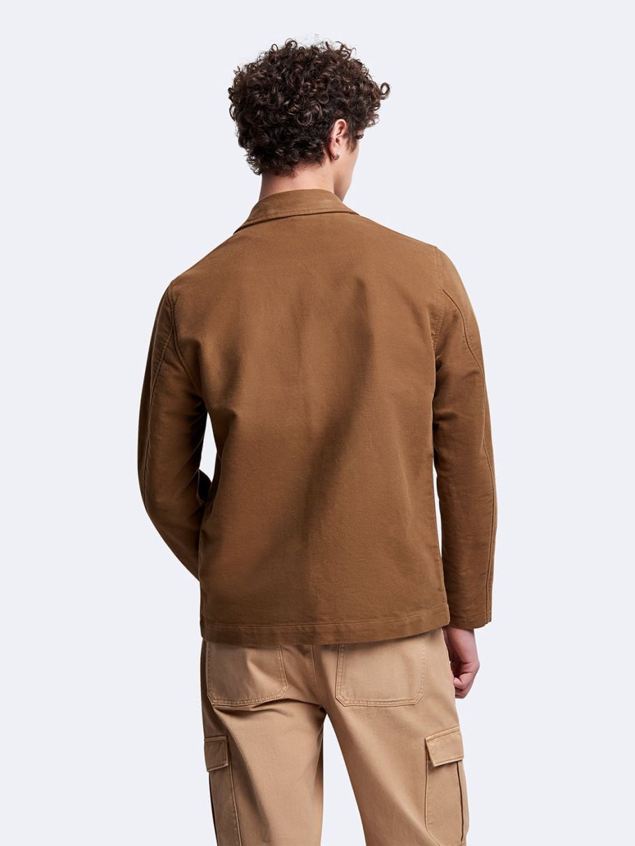 Veste casual droite en coton col chemise