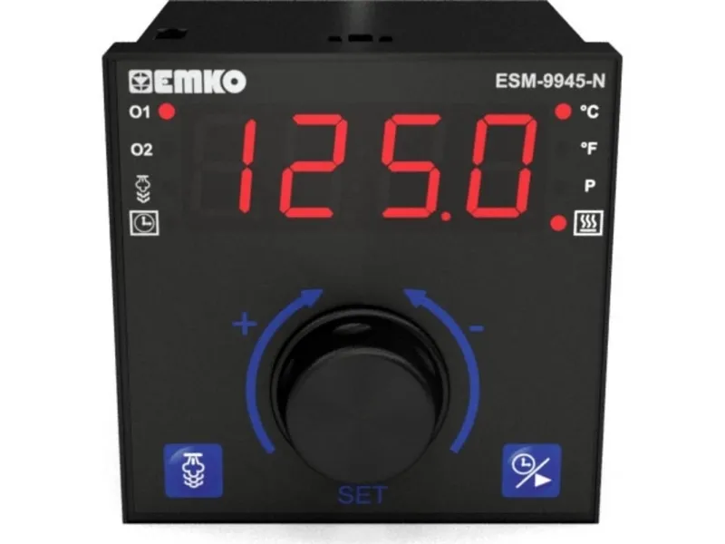 Emko ESM-9945-N.5.20.0.1/01.01/1.0.0.0 2-punkt, P, PI, PD, PID Temperaturregulator Pt100, J, K, R, S -200 til 1700 °C Relæ 7 A, Relæ 5 A (L x B x H) 96 x 96 x