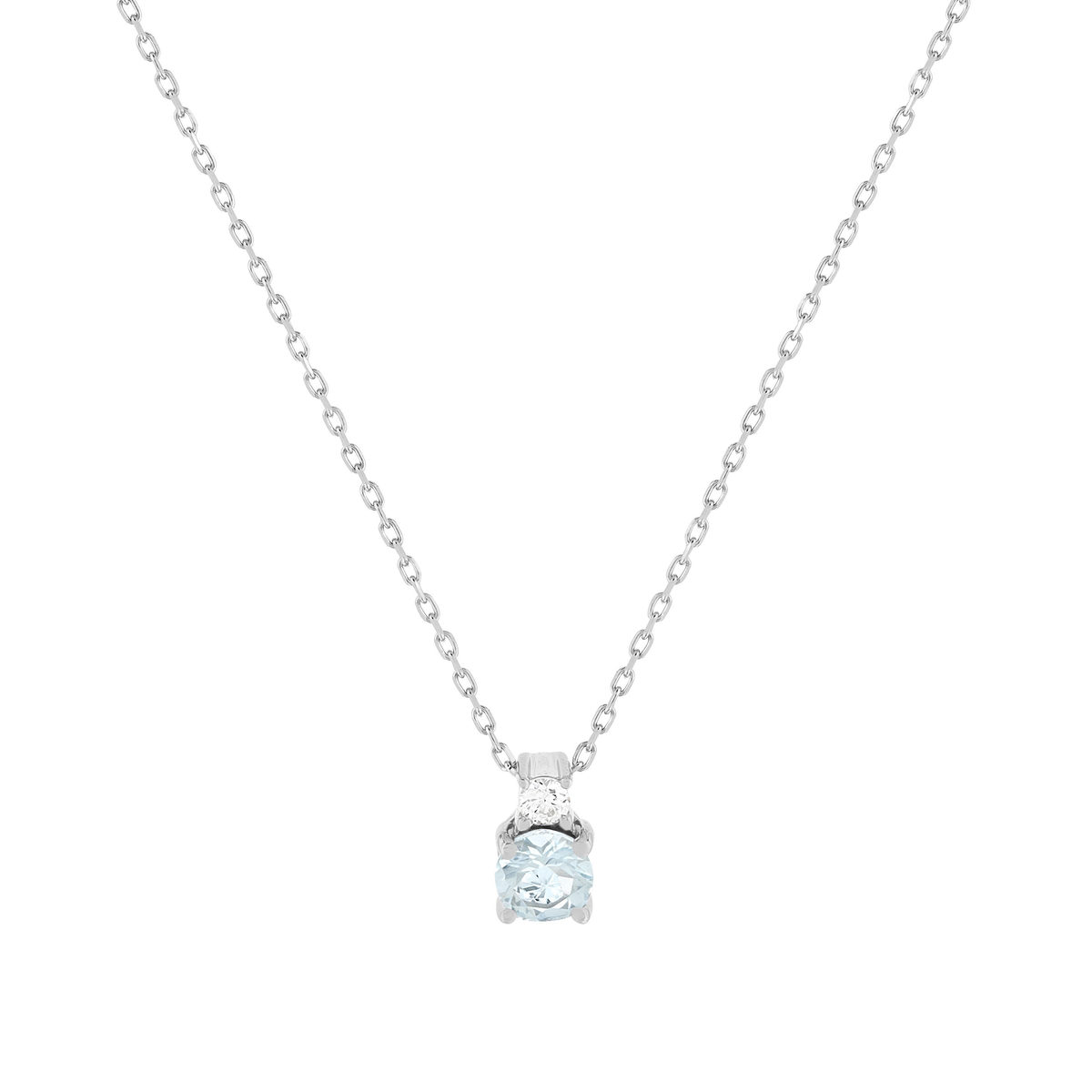 Collier or 375 blanc aigue-marine zirconia, 45 cm