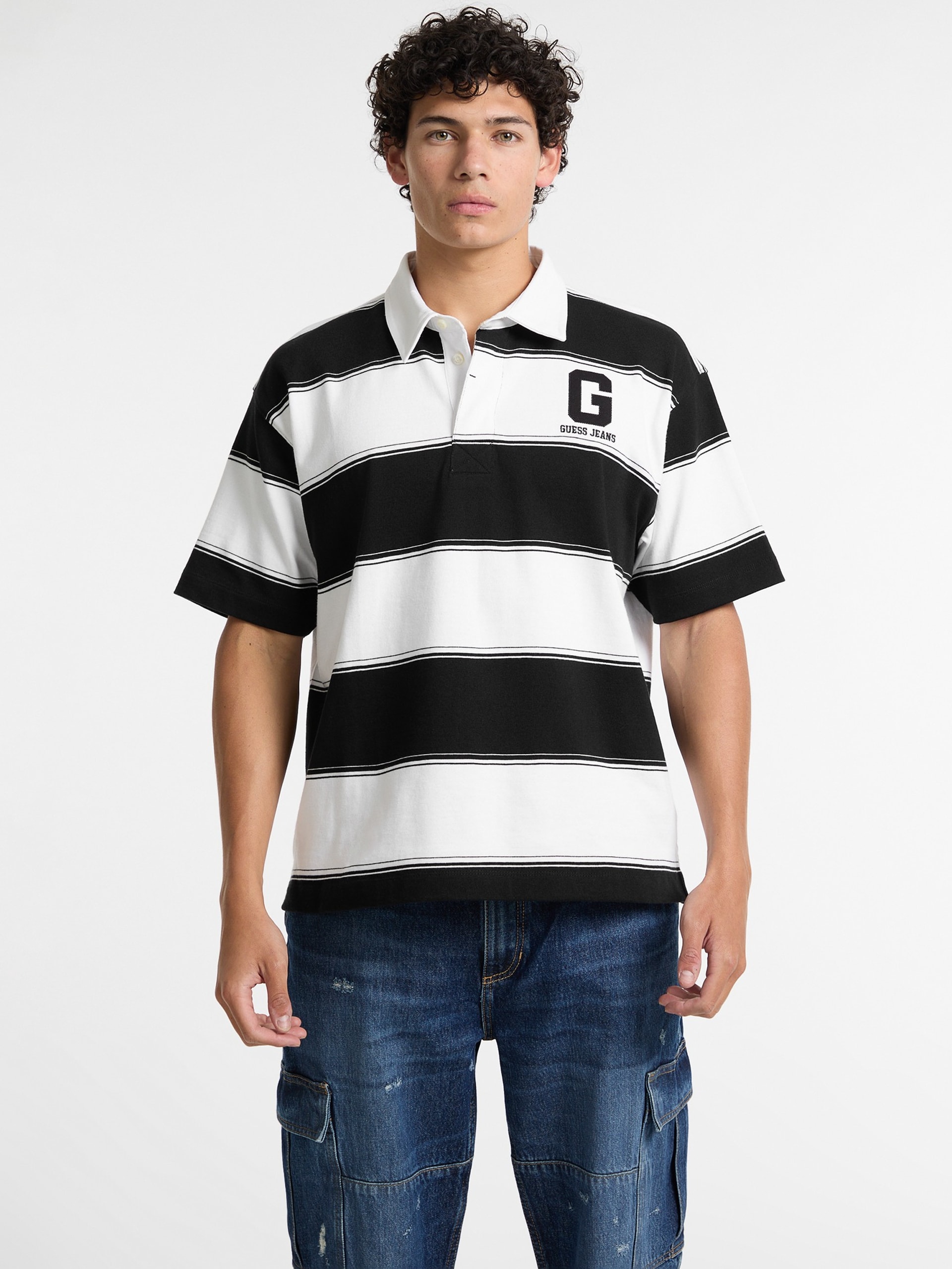 Polo de rugby listrado
