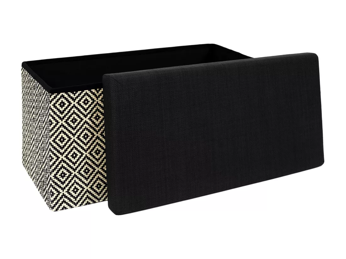 Coffre Banc Pliable Tresse Noir