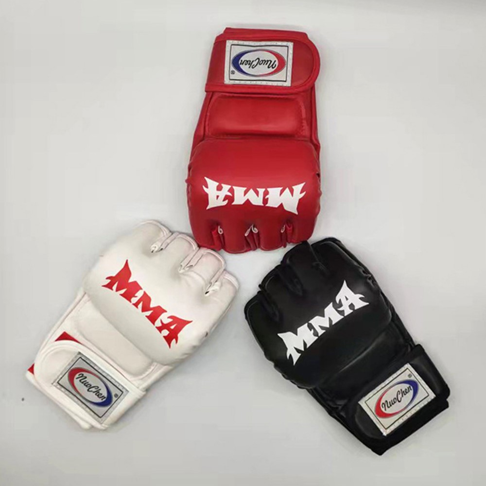 (1 Paar) Unisex Leder Box Handschuhe Trainingshandschuhe für Kampfsport / MMA / Muay Thai / Kickboxen - Schwarz