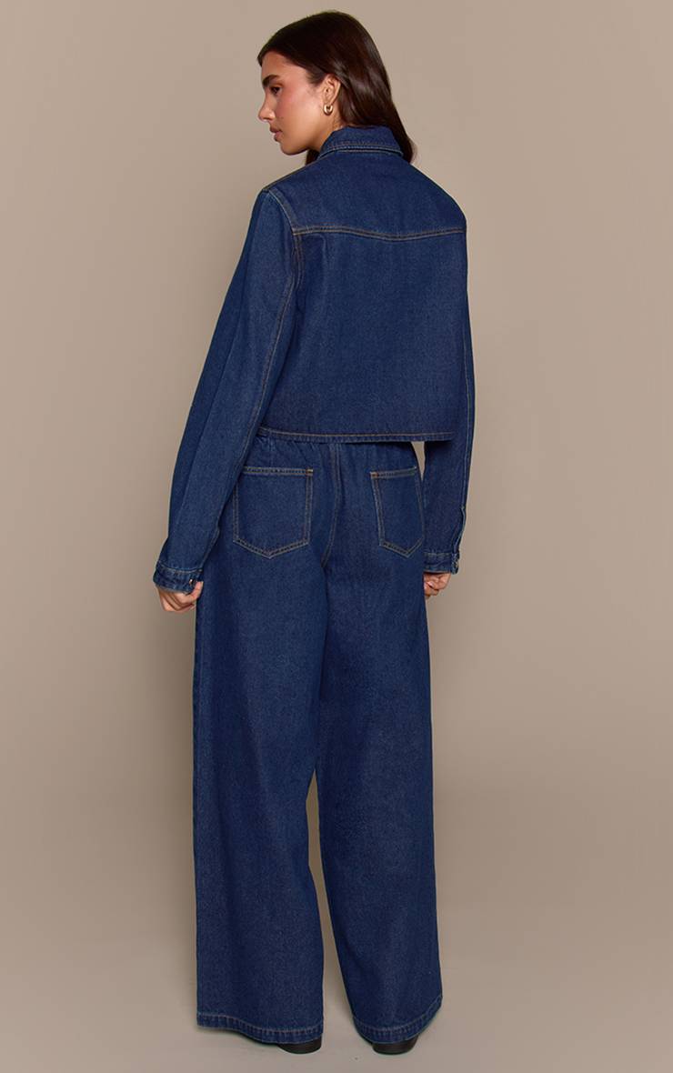 Bleu Indigo Jean En Denim Taille Moyenne Avec Ceinture À Nouer