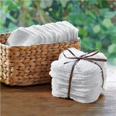 Carrés en éponge lavables et réutilisables (lot de 20) ou panier tressé