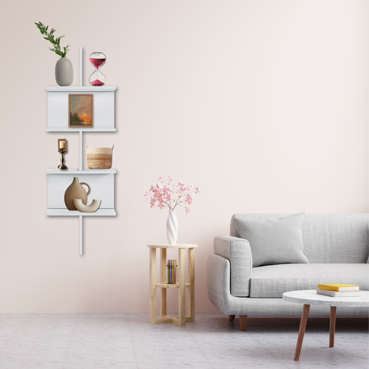 Mein-Regal Wandregal OTTO 45x22x132cm MDF Holz bis zu 6 Fächer weiß