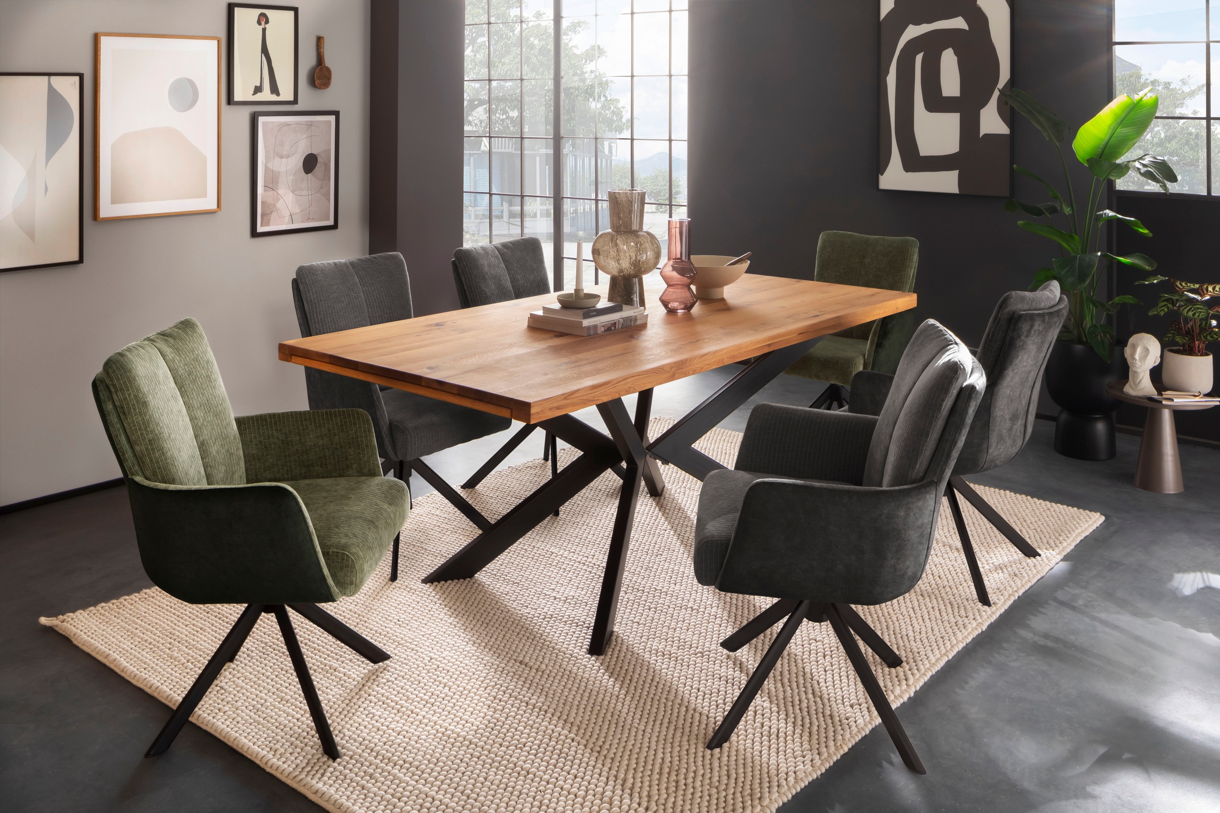 MCA furniture Esszimmerstuhl »MALIA« () (Set, 2 Stck), 360° drehbar, Taschenfederkern, Sitzhöhe ca. 49 cm