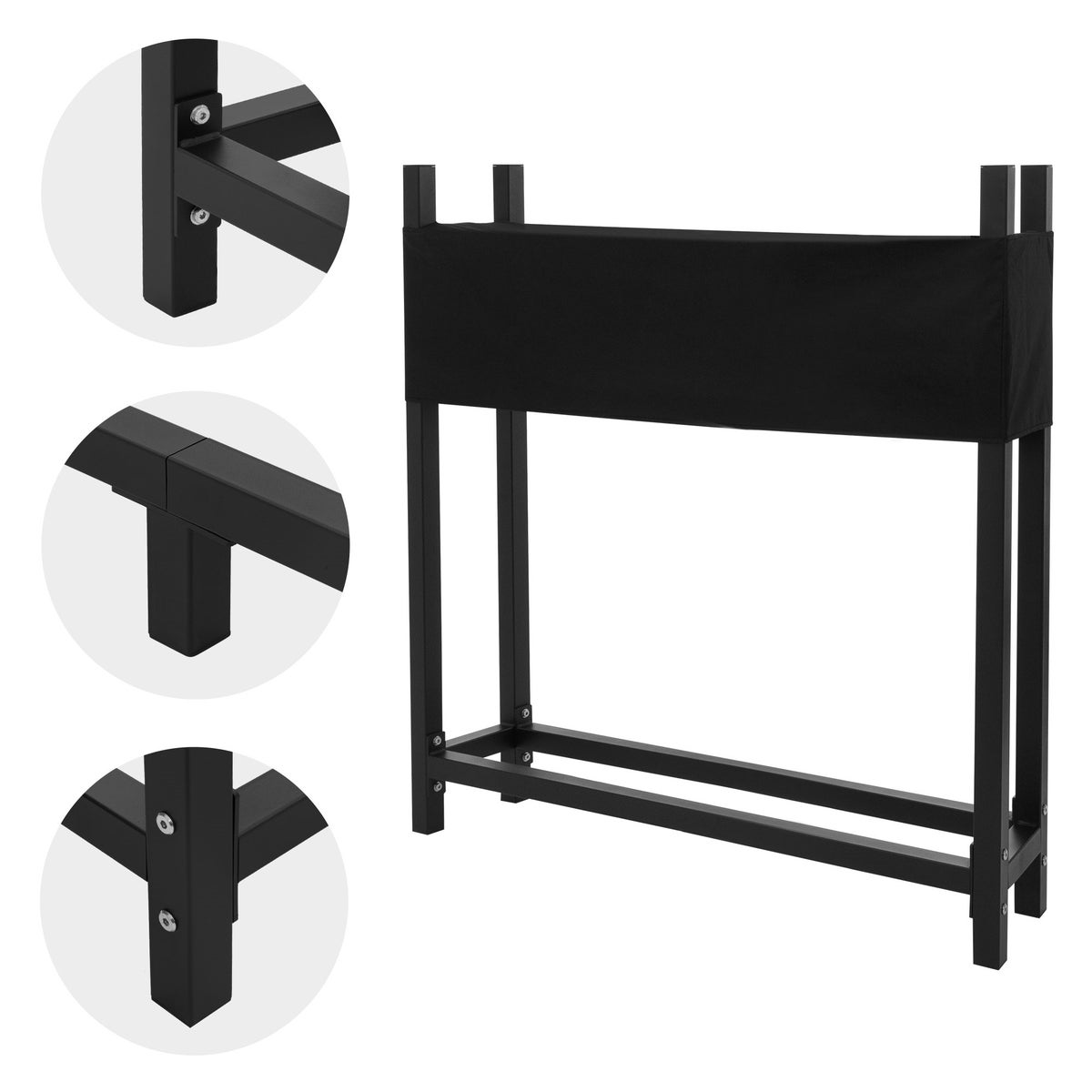 ML-Design Metalen Haardhoutrek met Afdekking, 113x25x115cm, Antraciet, Staal, Buitenstapelhulp met Beschermhoes, Tuinhaardhoutschuilplaats 0,5m³/1 SRM, Haardhoutrek, Houtrek, Haardhoutstandaard