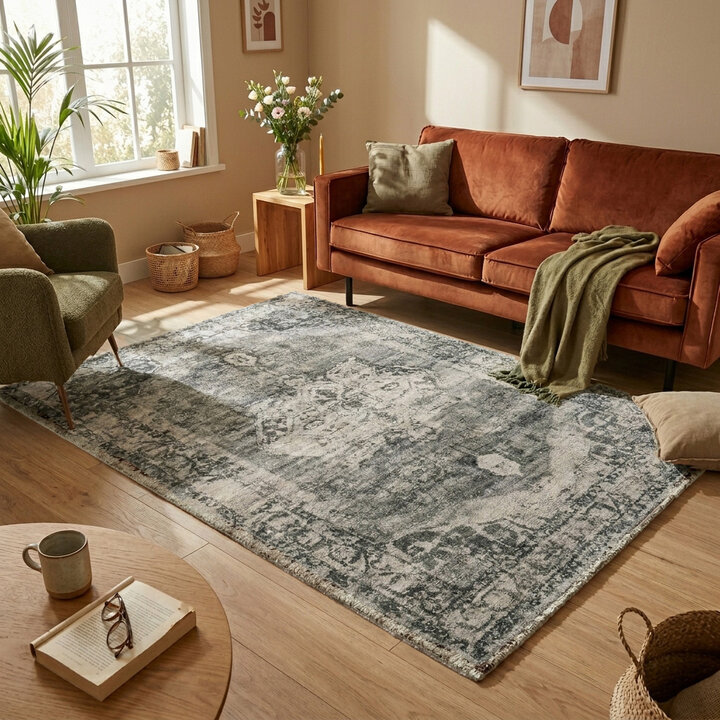 Vintage vloerkleed - Kyra Medaillon Groen | Duurzaam design