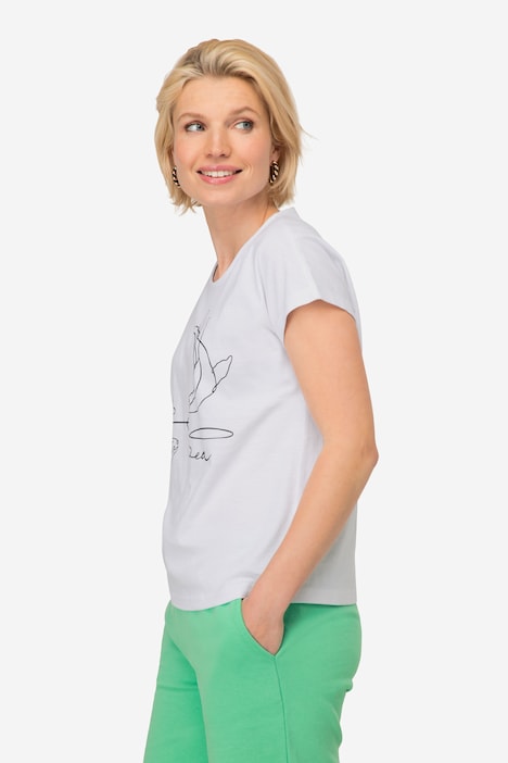 T-Shirt, Robben Print, Rundhals, Halbarm, OEKO-TEX Made in Green